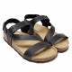 Sandalias Lobo ararat marrón chocolate con tiras cruzadas y doble hebilla - Querol online