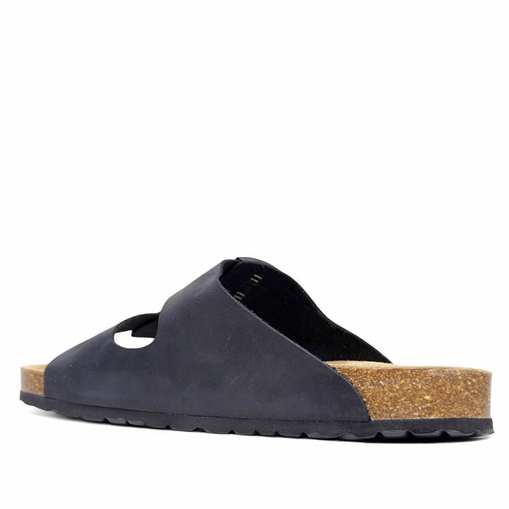 Sandalias Lobo tahoe negras estilo bio con doble hebilla - Querol online