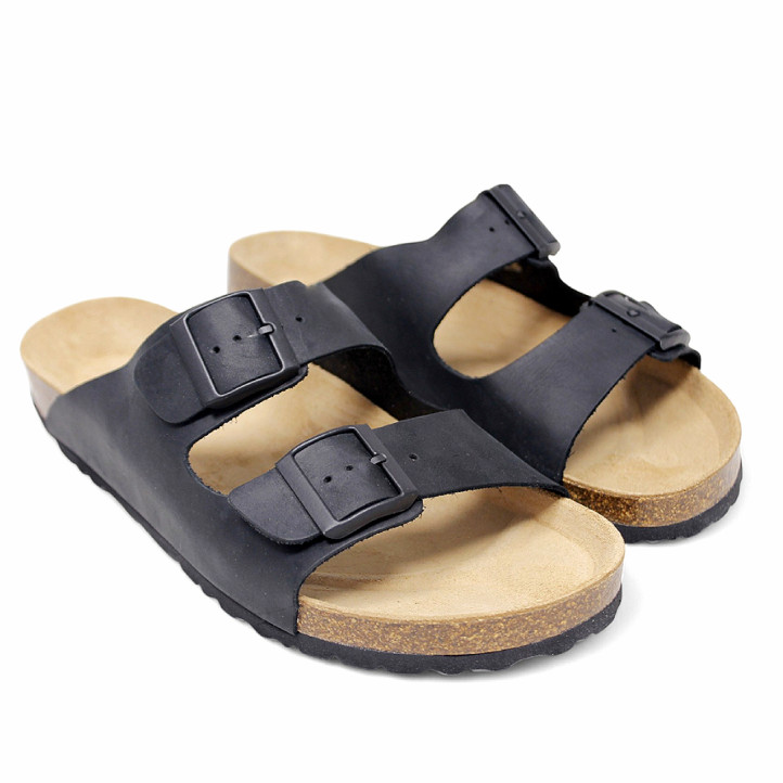 Sandàlies Lobo tahoe negres estil bio amb doble sivella - Querol online