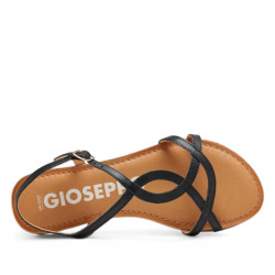 Sandàlies planes Gioseppo lamim negres amb tires fines de pell - Querol online