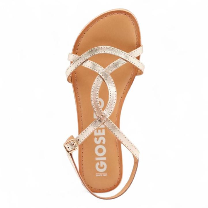Sandalias planas Gioseppo lamim doradas con tiras finas de piel - Querol online