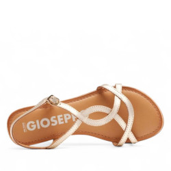 Sandalias planas Gioseppo lamim doradas con tiras finas de piel - Querol online