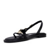 Sandalias planas Redlove aina negras de piel con tira cruzada al dedo y medallas