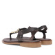 Sandalias planas Redlove danae marrones de piel atadas al tobillo y con medallas - Querol online