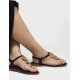 Sandalias planas Redlove danae marrones de piel atadas al tobillo y con medallas - Querol online
