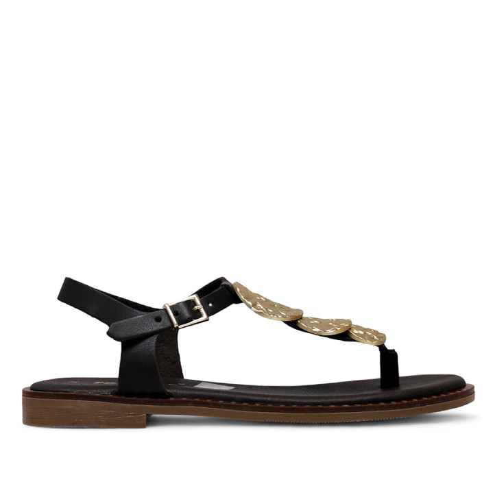 Sandalias planas Redlove danae marrones de piel atadas al tobillo y con medallas - Querol online