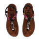 Sandalias planas Chika 10 canelon 04 negras con trenzado colorido y detalles metálicos - Querol online