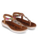 Sandalias planas Chika 10 canelon 04 marrones con trenzado colorido y detalles metálicos - Querol online
