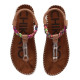 Sandalias planas Chika 10 canelon 04 marrones con trenzado colorido y detalles metálicos - Querol online