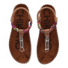Sandalias planas Chika 10 canelon 04 marrones con trenzado colorido y detalles metálicos