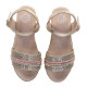 sandalias Chika 10 golondrina 06 metalizada con diseño en tweet y cuña baja - Querol online