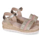 sandalias Chika 10 golondrina 06 metalizada con diseño en tweet y cuña baja - Querol online