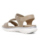 Sandalias planas Amarpies biege con detalles blancos, tira elástica central y cierre de velcro - Querol online