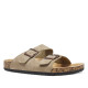 Sandalias taupe estilo bio con doble hebilla y suela efecto corcho - Querol online