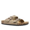 Sandalias taupe estilo bio con doble hebilla y suela efecto corcho