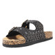 Sandalias planas negras estilo bio con detalles brillantes efecto espejo - Querol online