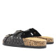 Sandalias planas negras estilo bio con detalles brillantes efecto espejo - Querol online