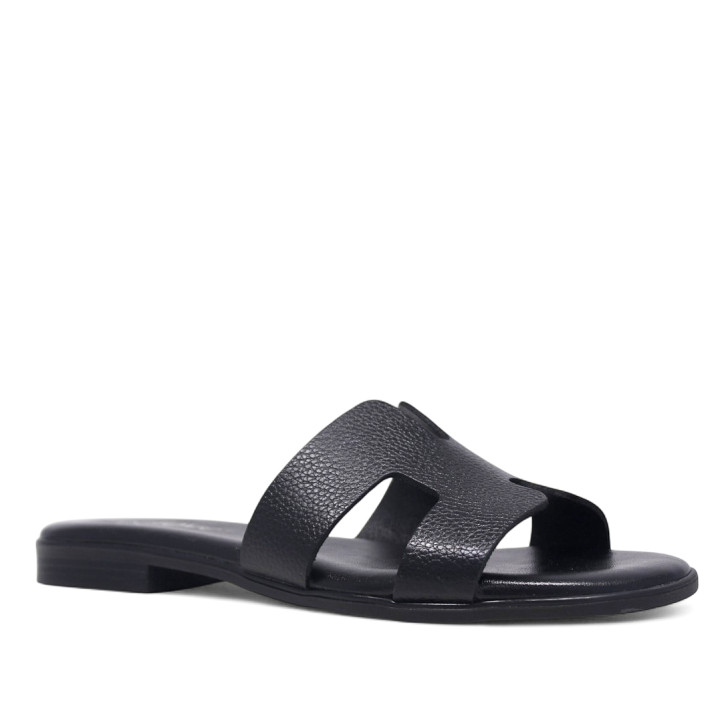 Sandalias planas Redlove cloe negras con diseño geométrico de piel - Querol online