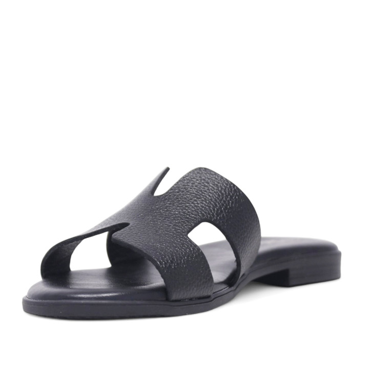 Sandalias planas Redlove cloe negras con diseño geométrico de piel - Querol online