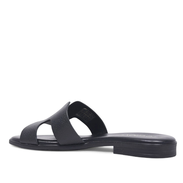 Sandalias planas Redlove cloe negras con diseño geométrico de piel - Querol online