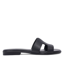 Sandalias planas Redlove cloe negras con diseño geométrico de piel - Querol online