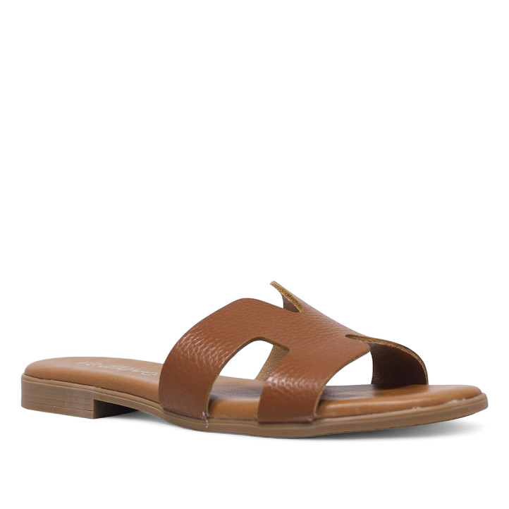Sandalias planas Redlove cloe marrones con diseño geométrico de piel - Querol online