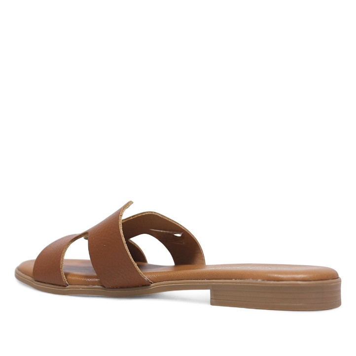 Sandalias planas Redlove cloe marrones con diseño geométrico de piel - Querol online