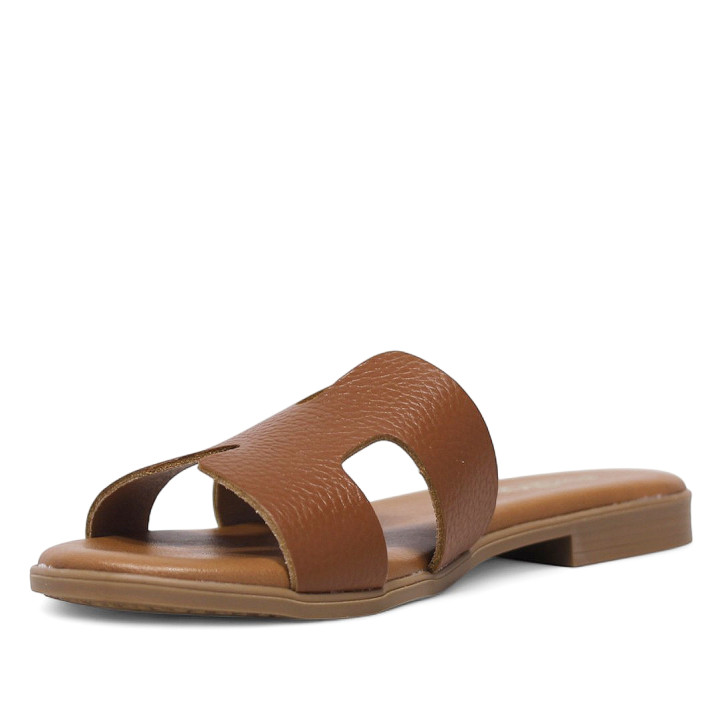 Sandalias planas Redlove cloe marrones con diseño geométrico de piel - Querol online
