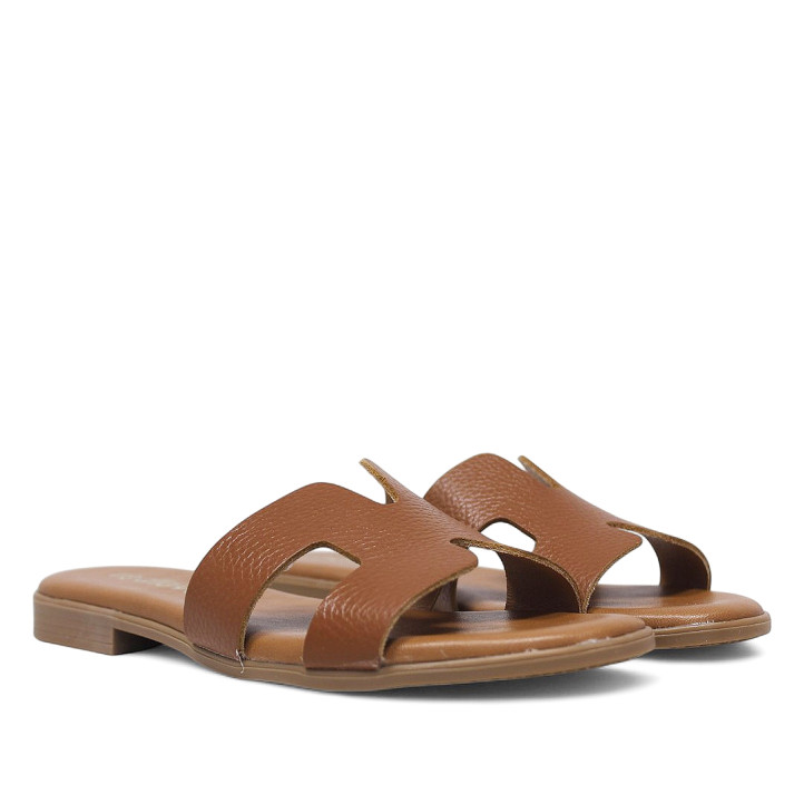 Sandalias planas Redlove cloe marrones con diseño geométrico de piel - Querol online