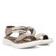 Sandalias planas beige con tiras elásticas y cierre con velcro de estilo deportivo - Querol online