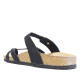 Sandalias planas negras estilo bio con tira cruzada en el dedo y doble cierre con hebilla - Querol online