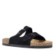 Sandalias planas Querol negras con dos hebillas ajustables y suela de corcho - Querol online