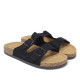Sandalias planas Querol negras con dos hebillas ajustables y suela de corcho - Querol online