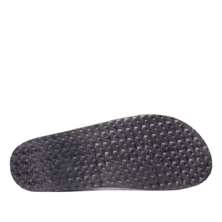 Sandalias planas Querol plateadas con dos hebillas ajustables y suela de corcho - Querol online