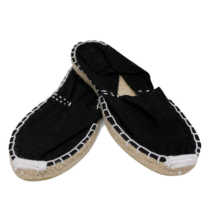 Alpargatas SELQUIR negras con suela de esparto y estilo clásico para hombre - Querol online