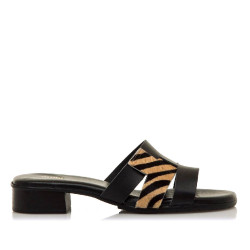 Sandàlies planes Mustang ines negres amb estampat de zebra - Querol online