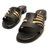 Sandalias planas Mustang ines negras con estampado de cebra