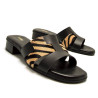 Sandalias planas Mustang ines negras con estampado de cebra