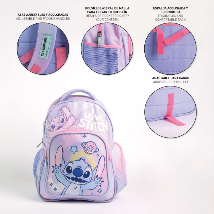 Mochilas Cerda rosa y lila mediana 42cm stitch - Querol online