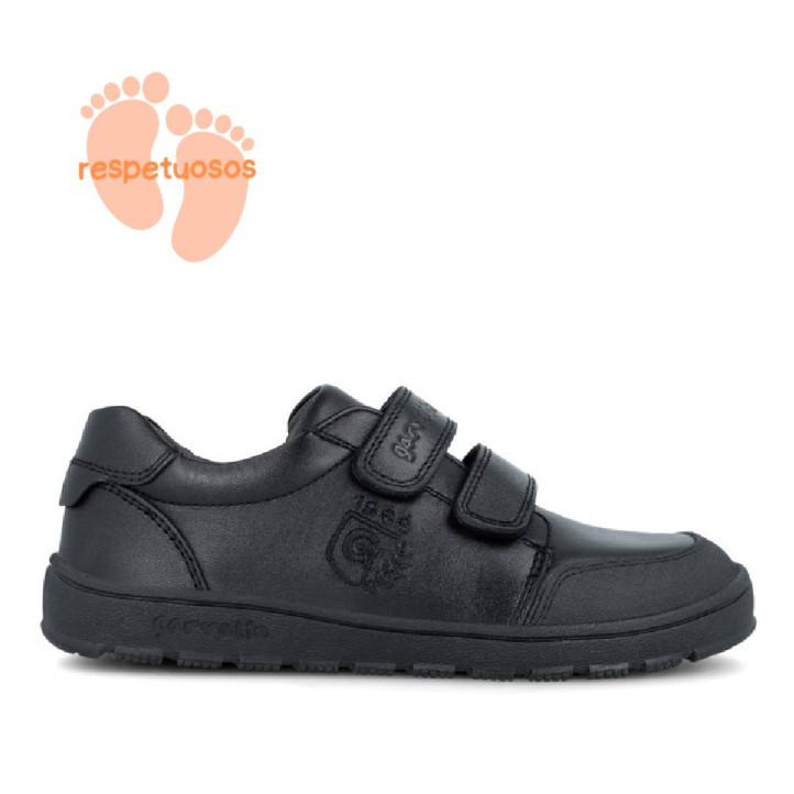 Zapatos colegiales Garvalin 251505 negros con doble velcro respetuosos - Querol online