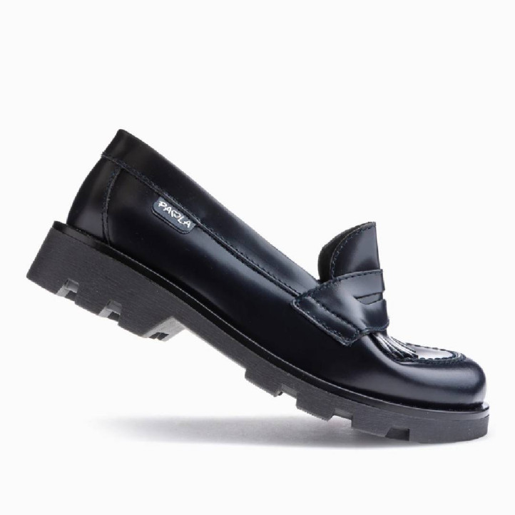 Zapatos colegiales Pablosky campus 854121 negros estilo mocasín - Querol online