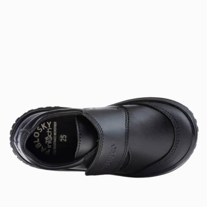 Zapatos colegiales Pablosky sonic 355515 negros con cierre ancho de velcro respetuosos - Querol online