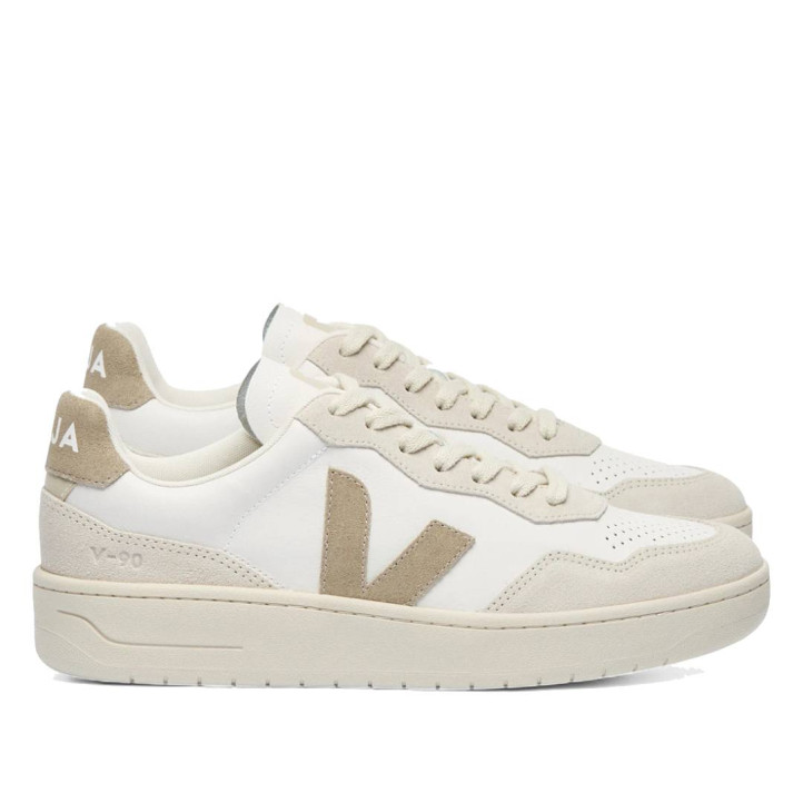 Zapatillas urban VEJA v-90 leather white taupe mujer - Querol online