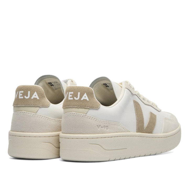 Zapatillas urban VEJA v-90 leather white taupe mujer - Querol online