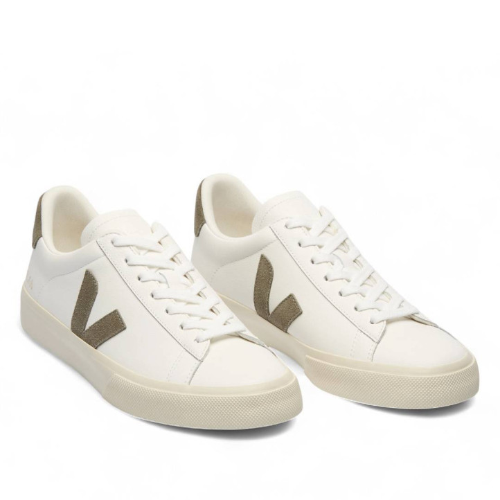 Zapatillas urban VEJA campo leather white kaki mujer - Querol online