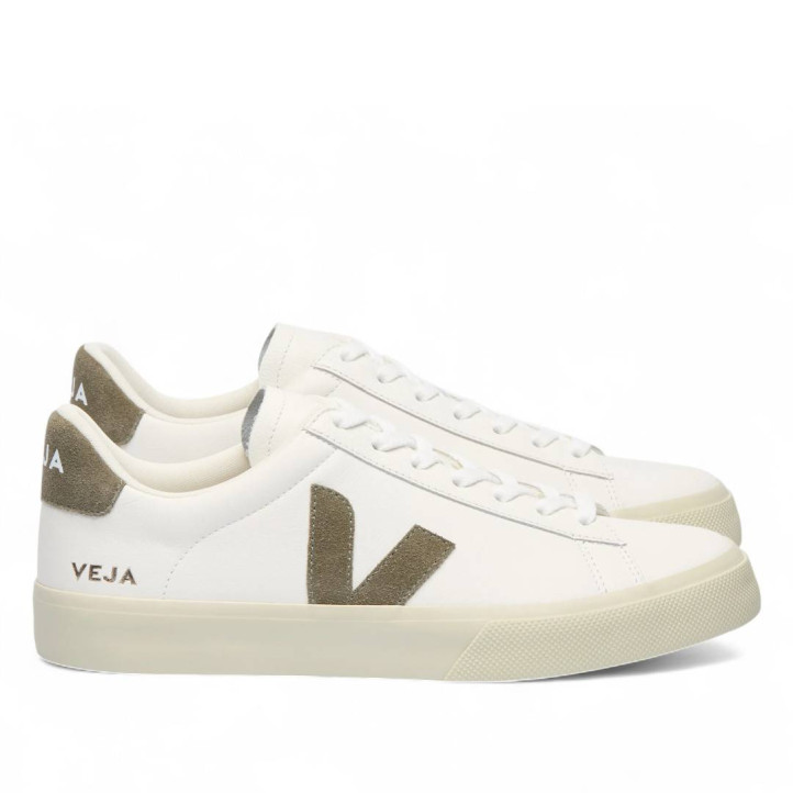 Zapatillas urban VEJA campo leather white kaki mujer - Querol online
