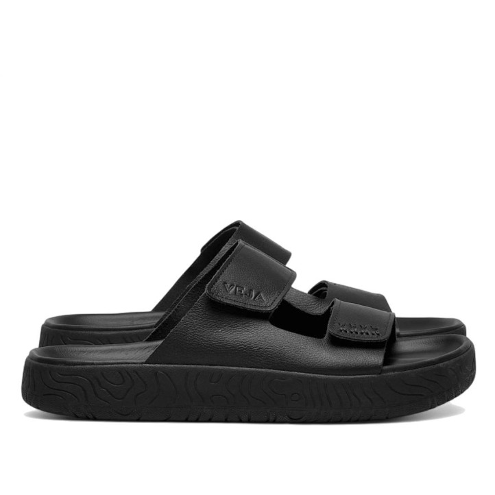 Sandalias planas VEJA etna leather full black mujer - Querol online