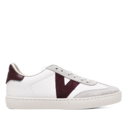 Zapatillas urban Victoria berlín ciclista efecto piel y serraje bordo - Querol online