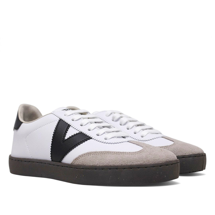Zapatillas urban Victoria berlín ciclista efecto piel y contraste blanco - Querol online