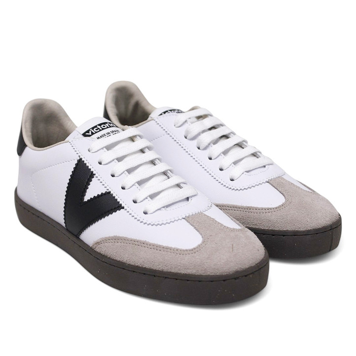 Zapatillas urban Victoria berlín ciclista efecto piel y contraste blanco - Querol online